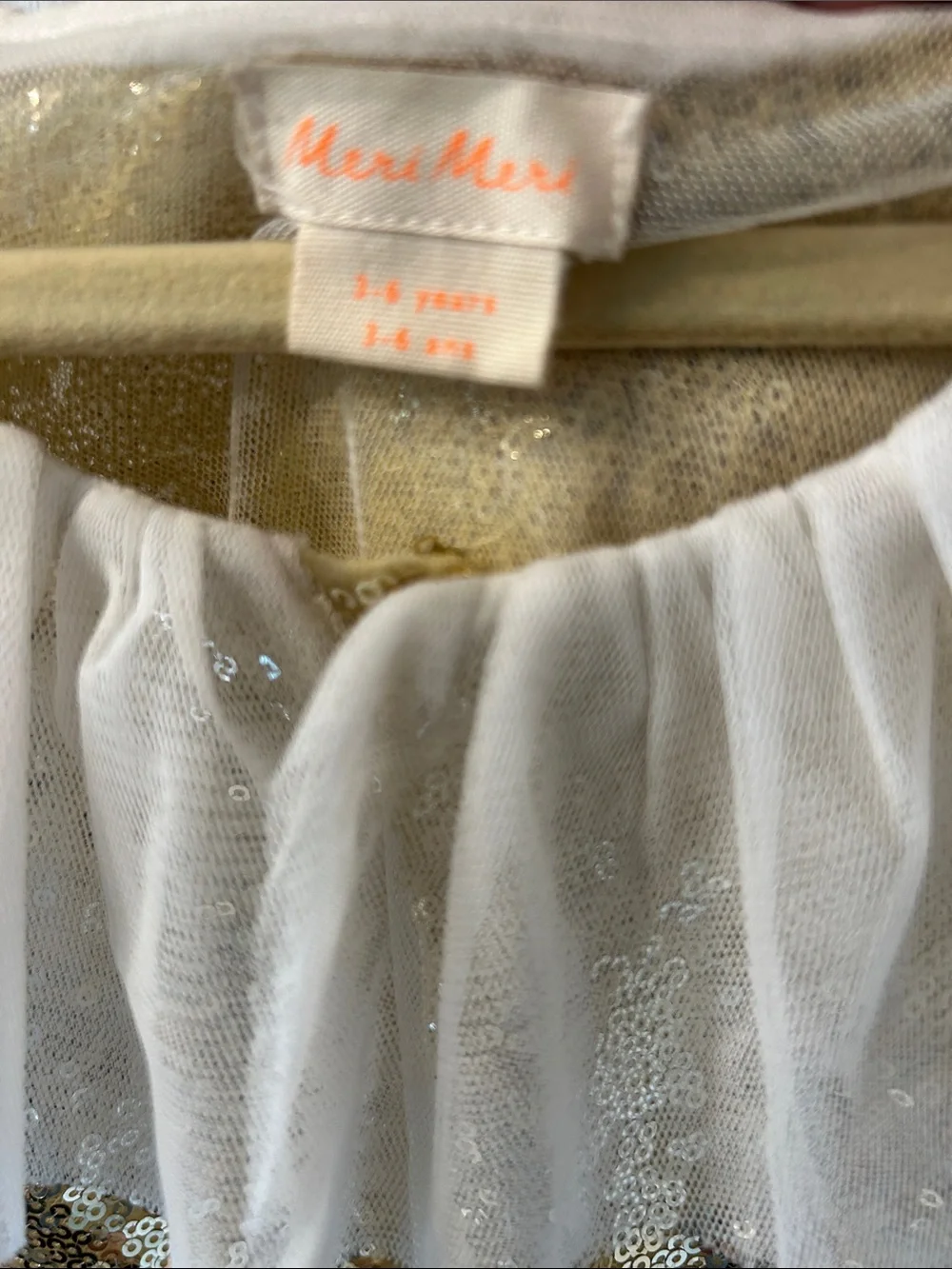 Meri Meri Gold Sequin Cape with Cream Ruffle Collar